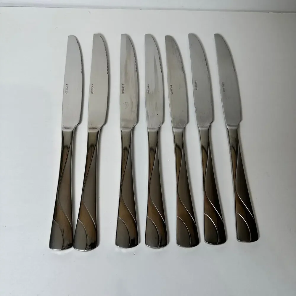 Oneida River Mirror Matte Shiny Butter Knives Set of 7
